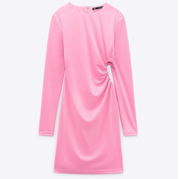 NWT Zara Influencer Favourite, Heart Cut Out Barbie Pink Mini Dress Size Medium - Picture 4 of 14